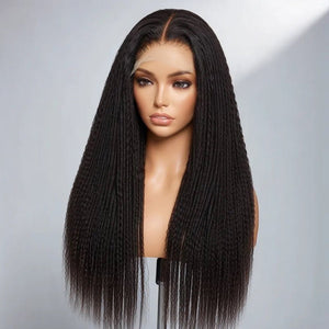 Long Kinky Straight Human Hair Wig – Natural Texture Lace Front Wigs Soft&Lightweight - Wigtrends