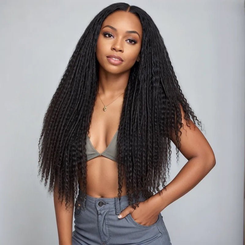 Long Kinky Straight Human Hair Wig – Natural Texture Lace Front Wigs Soft&Lightweight - Wigtrends