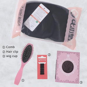 Long Natural Black Wig with Bangs Straight 100%Human Hair Wigs - Wigtrends