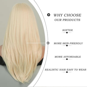 Long Natural Black Wig with Bangs Straight 100%Human Hair Wigs - Wigtrends