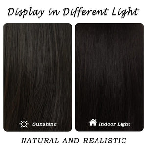 Long Natural Black Wig with Bangs Straight 100%Human Hair Wigs - Wigtrends