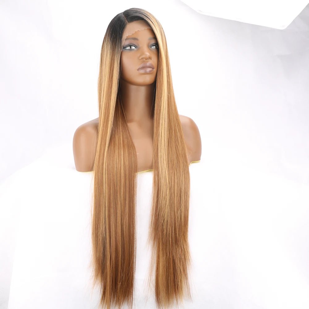 Long Straight Blonde Synthetic Lace Front Wig - Wigtrends