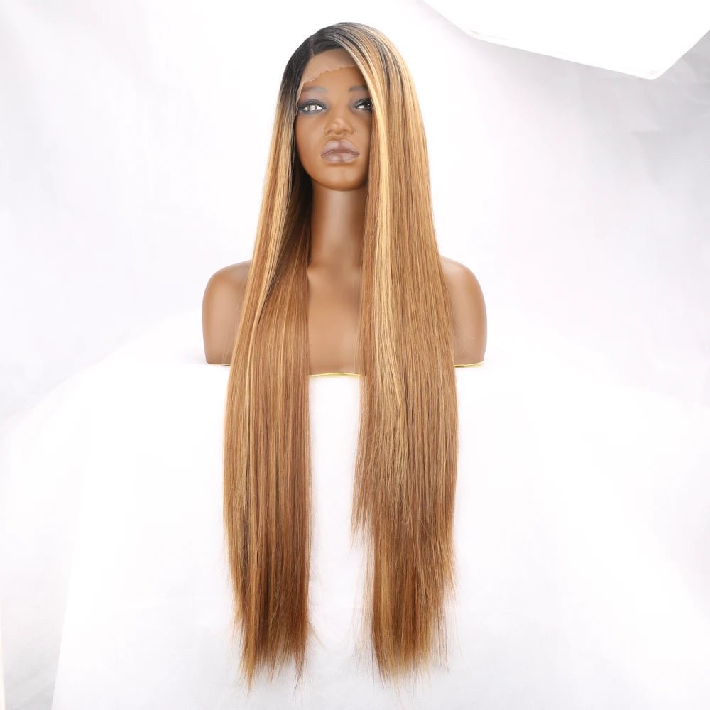 Long Straight Blonde Synthetic Lace Front Wig - Wigtrends