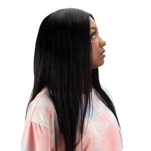 Medium - Length Natural Straight 100% Human Hair Lace Wigs - Wigtrends