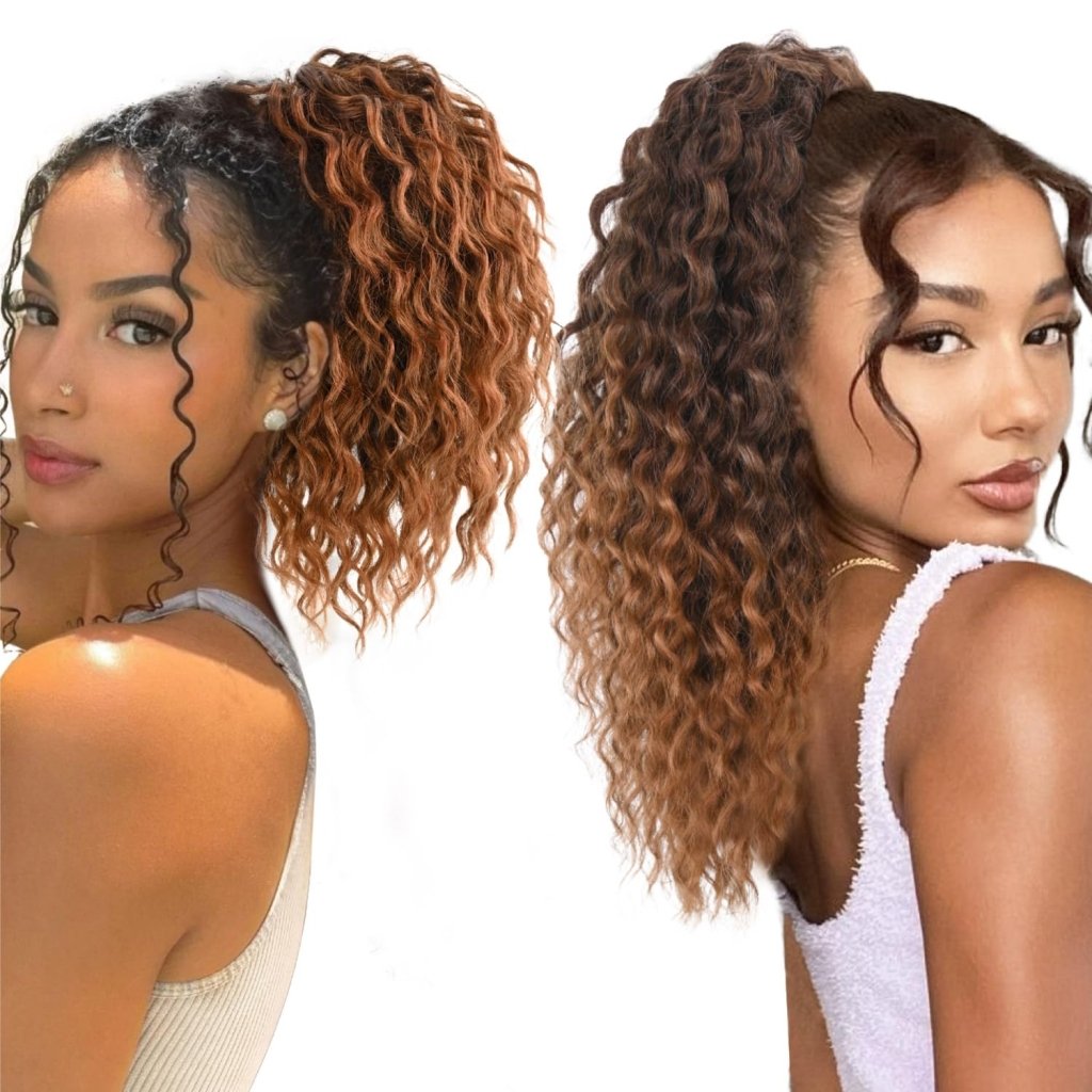 Messy Updo Piece Yaki Textured Wavy Curly Human Hair Bundle Short Drawstring Ponytail Braid Extensions Headband - Wigtrends