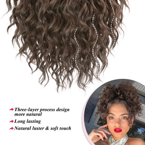 Messy Updo Piece Yaki Textured Wavy Curly Human Hair Bundle Short Drawstring Ponytail Braid Extensions Headband - Wigtrends