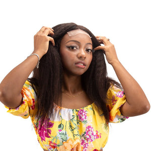 Mid Length Kinky Curly Human Hair 5*5 Lace Front Wigs - Wigtrends