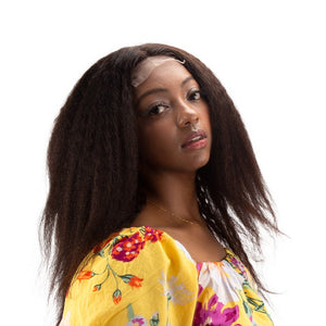 Mid Length Kinky Curly Human Hair 5*5 Lace Front Wigs - Wigtrends