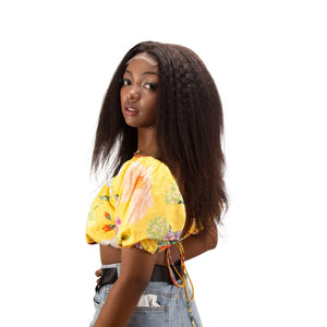 Mid Length Kinky Curly Human Hair 5*5 Lace Front Wigs - Wigtrends