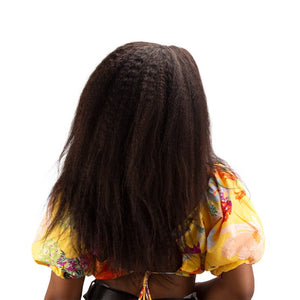 Mid Length Kinky Curly Human Hair 5*5 Lace Front Wigs - Wigtrends