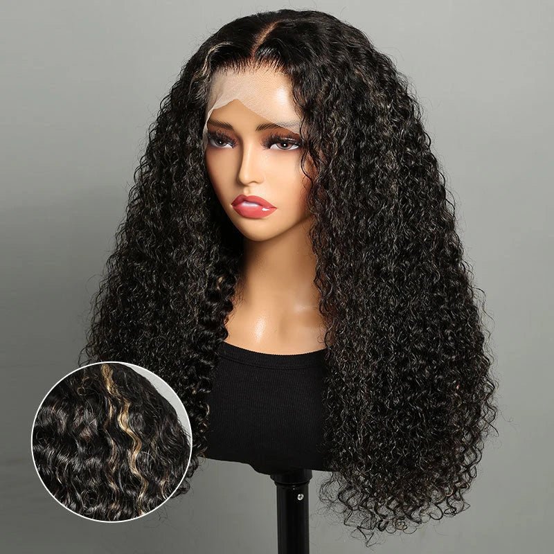 Mid-part Jerry Curly Wigs Women's High Quality Human Hair - Wigtrends