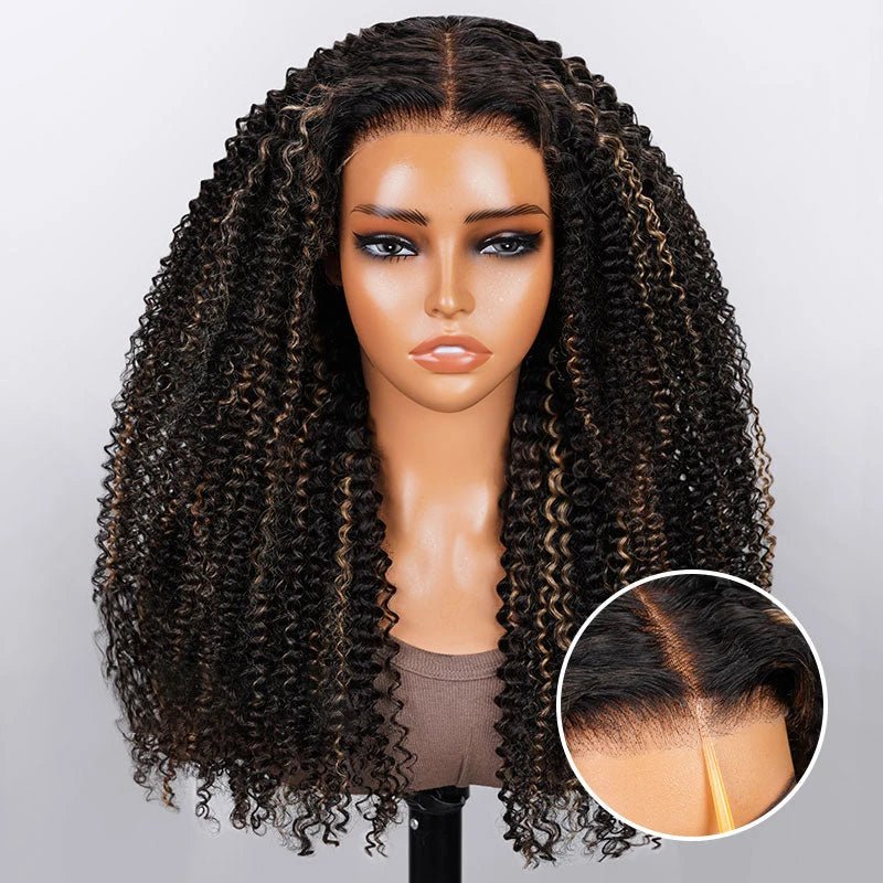 Mid-part Jerry Curly Wigs Women's High Quality Human Hair - Wigtrends
