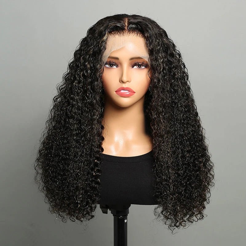 Mid-part Jerry Curly Wigs Women's High Quality Human Hair - Wigtrends