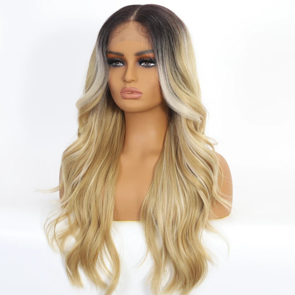 Mid Part Long Body Wave Synthetic Wig - Wigtrends