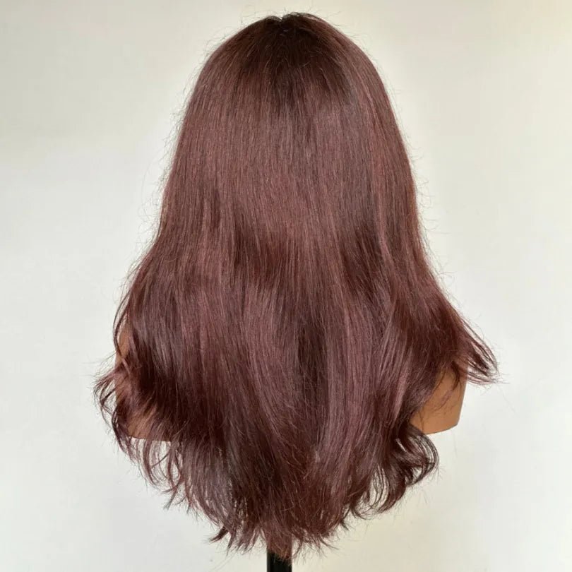 Mid-part Long Layered Wavy 13x4 Lace Front Wig - Wigtrends