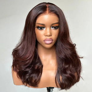 Mid-part Long Layered Wavy 13x4 Lace Front Wig - Wigtrends