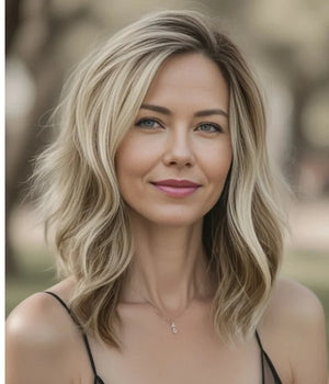 MODERN LUXE LIGHT BRUNETTE LONG WAVY SYNTHETIC LACE FRONT WIG - Wigtrends