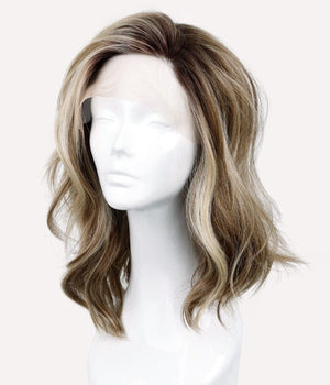 MODERN LUXE LIGHT BRUNETTE LONG WAVY SYNTHETIC LACE FRONT WIG - Wigtrends