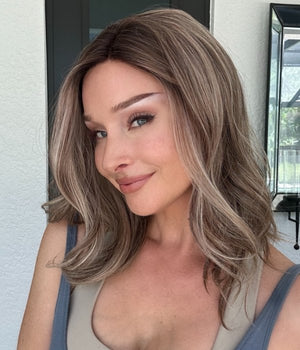 MODERN LUXE LIGHT BRUNETTE LONG WAVY SYNTHETIC LACE FRONT WIG - Wigtrends