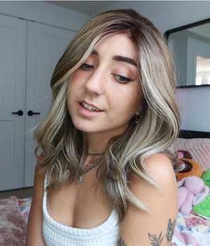 MODERN LUXE LIGHT BRUNETTE LONG WAVY SYNTHETIC LACE FRONT WIG - Wigtrends