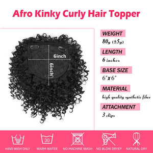 Natural Afro Kinky Curly Short Hair Toppers with Bangs Black Clip in human hair Wiglets Hair Pieces - Wigtrends