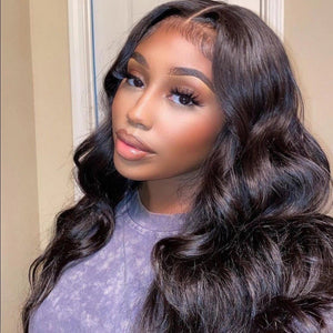 Natural Black Body Wave Lace Closure Human Hair - Wigtrends