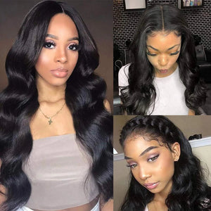Natural Black Body Wave Lace Closure Human Hair - Wigtrends