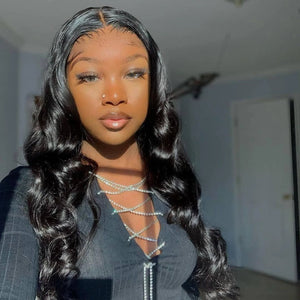 Natural Black Body Wave Lace Closure Human Hair - Wigtrends