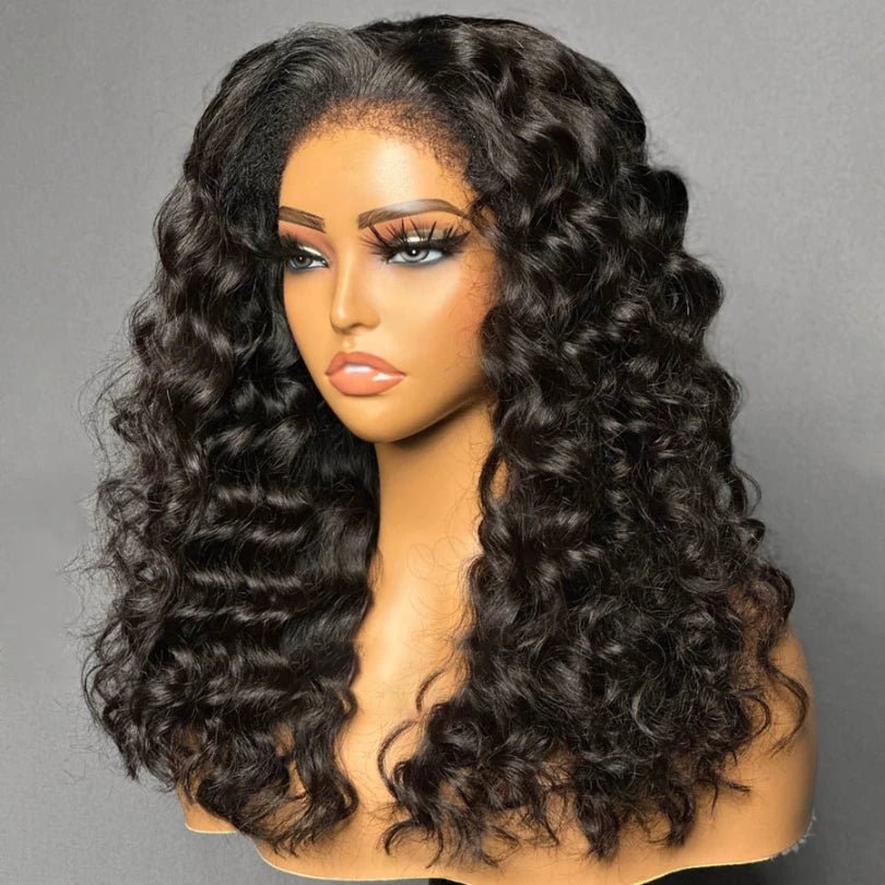 Natural Black Deep Wave Wigs 5x5 Lace Closure Wig - Wigtrends
