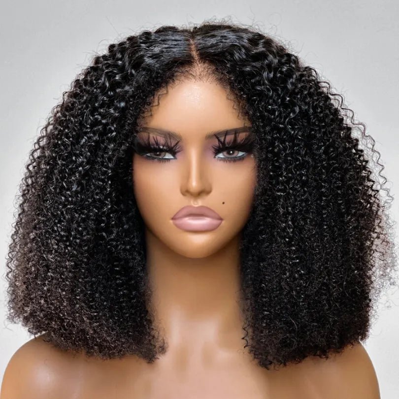 Natural Black Kinky Edges Curly Lace Wigs - Wigtrends