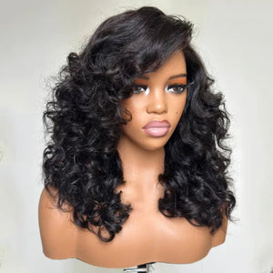 Natural Black Layered Bouncy Curly Wigs - Wigtrends
