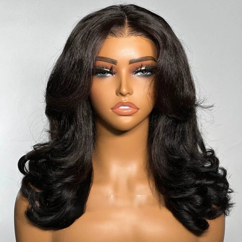 Natural Black Layered Curtain Wave Wigs - Wigtrends