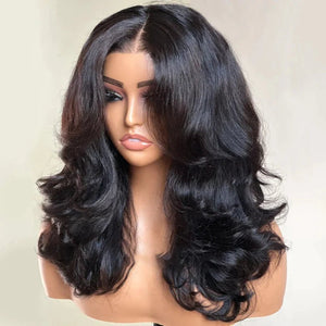 Natural Black Layered Curtain Wave Wigs - Wigtrends