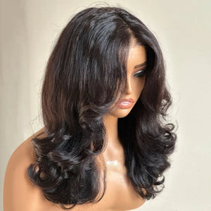 Natural Black Layered Curtain Wave Wigs - Wigtrends