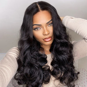 Natural Black Loose Body Wave 5x5 Closure HD Lace Glueless Mid Part Long Wig 100% Human Hair| Large & Small Cap Size - Wigtrends