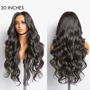 Natural Black Loose Body Wave 5x5 Closure HD Lace Glueless Mid Part Long Wig 100% Human Hair| Large & Small Cap Size - Wigtrends