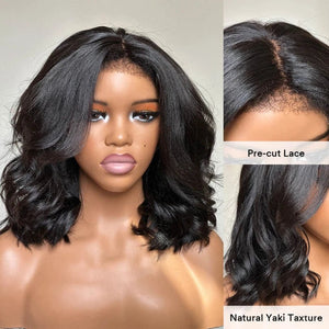 Natural Black Short Layered Wave Bob Wigs - Wigtrends