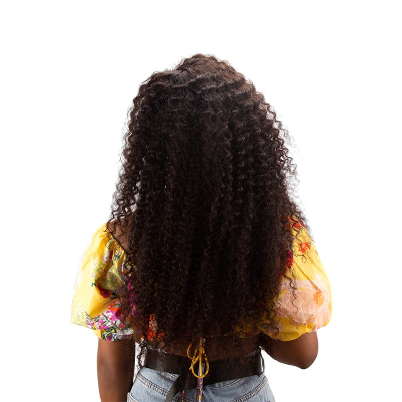 Natural Hair Color Long Curly Human Hair 5*5 Lace Front Wigs - Wigtrends