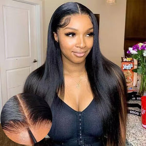 Natural Hairline Long Straight Hair Black Wigs 13x4 HD Lace Human Hair Wigs - Wigtrends