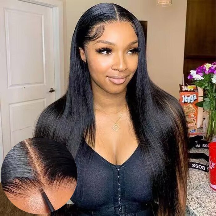 Natural Hairline Long Straight Hair Black Wigs 13x4 HD Lace Human Hair Wigs - Wigtrends