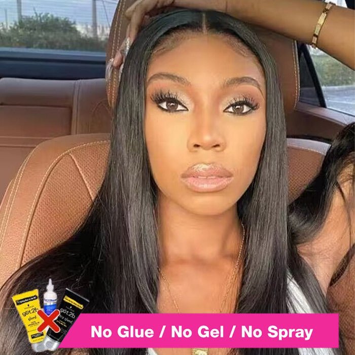 Natural Hairline Long Straight Hair Black Wigs 13x4 HD Lace Human Hair Wigs - Wigtrends