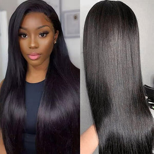 Natural Hairline Long Straight Hair Black Wigs 13x4 HD Lace Human Hair Wigs - Wigtrends