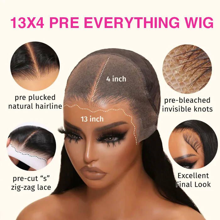 Natural Hairline Long Straight Hair Black Wigs 13x4 HD Lace Human Hair Wigs - Wigtrends