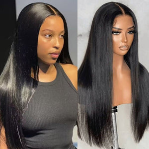 Natural Hairline Long Straight Hair Black Wigs 13x4 HD Lace Human Hair Wigs - Wigtrends