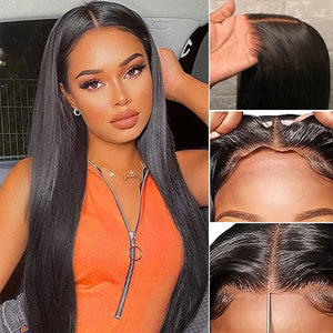 Natural Hairline Long Straight Hair Black Wigs 13x4 HD Lace Human Hair Wigs - Wigtrends