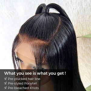 Natural Looking Black Straight Ponytail - Wigtrends