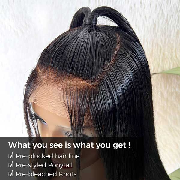 Natural Looking Black Straight Ponytail - Wigtrends