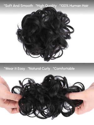 Natural Looking Curly Messy Bun Hair Piece Top Level - Wigtrends