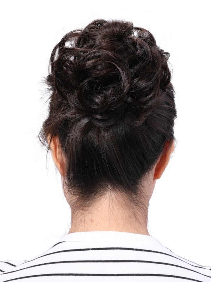 Natural Looking Curly Messy Bun Hair Piece Top Level - Wigtrends