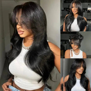 Natural Looking Curtain Bangs Lace Front Wig - Wigtrends